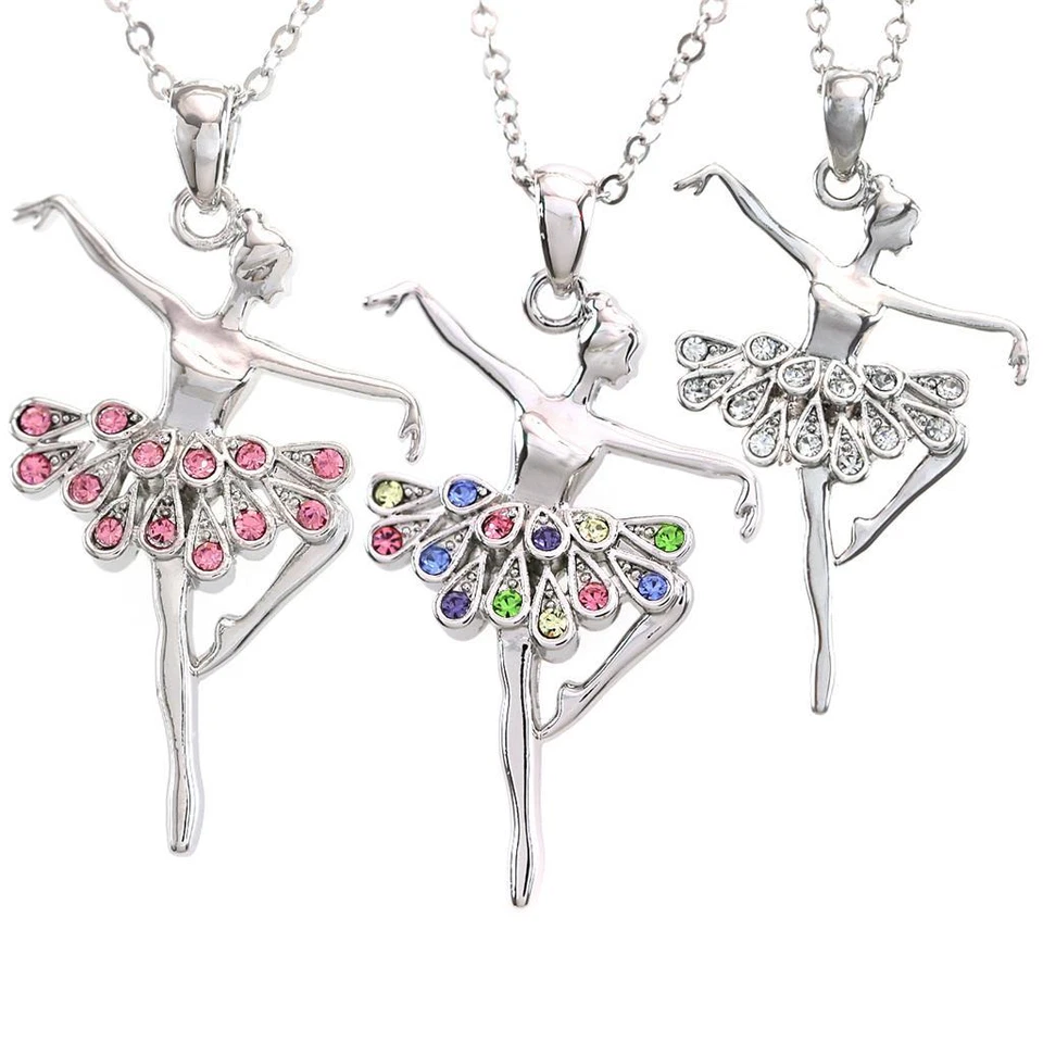 Pingente de colar de bailarina rosa multicolorido transparente recital de dança balé presente charme - Imagem 1 de 1