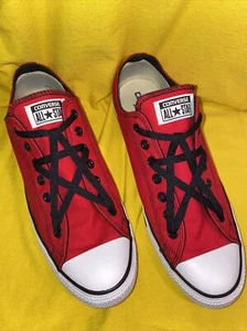 Converse ALL⭐️STAR  Red and black and White low tops Black Laces ￼ - Picture 1 of 12
