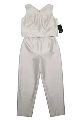 Pantalones Cortos De Colección David Meister Seda Con Cuentas Cintura Alta Formales Talla 8 Taupe Nuevos con Etiquetas Foto 1 de 4