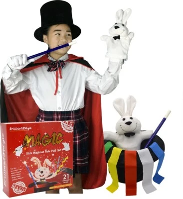 Magician Costume Set including Magic Hat, Cape and props - Image 1 of 4