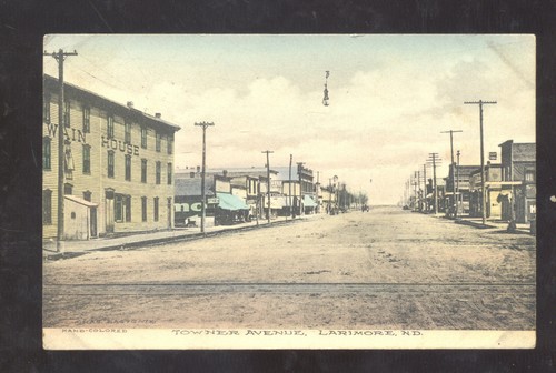 LARIMORE NORTH DAKOTA DOWNTOWN TOWNER STREET SCENE VINTAGE POSTCARD N.D ...