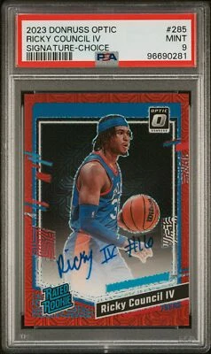 2023 PANINI DONRUSS OPTIC SIG-CHOICE #285 RICKY COUNCIL IV ROOKIE RC PSA 9 - Image 1 of 2