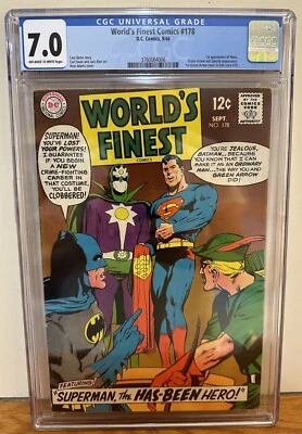 WORLD’S FINEST COMICS #178 1968 CGC 7.0 1ST APPEARANCE OF NOVA 1ST GREEN ARROW  - Image 1 of 4
