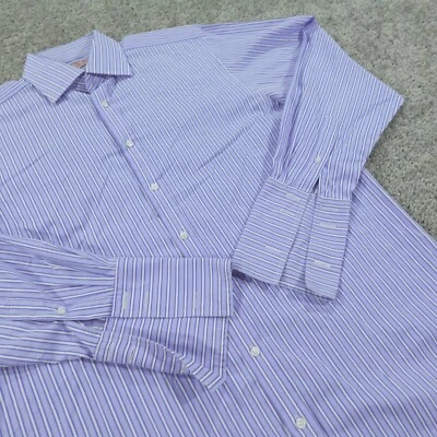 Thomas Pink Dress Shirt Mens 16 34.5 French Cuff Button Up Classic Fit Striped - Image 1 of 4