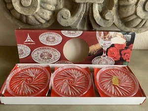 Vintage Anna Hutte Bleikristall Lead Crystal Cut Glass Set of 6 Coasters In Box - Picture 1 of 4