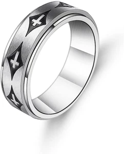 Spinner Anxiety Band Ring 8/6Mm Star Moon Sun Flower Fidget Biker Bdsm Jewelry - Picture 1 of 5
