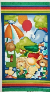 AT THE PARK Fabric Panel by Wilma Sanchez for Benartex Cotton 23 1/2 X 42 Inches - Picture 1 of 2