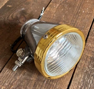 Vintage Antique Brass Alloy 4" Headlight Harley Indian Board Flat Tracker Bobber - Picture 1 of 5
