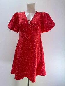 Ladies New Ex New Look Fit N Flare Red Polka Dot Dress Size 6-22 - Picture 1 of 8