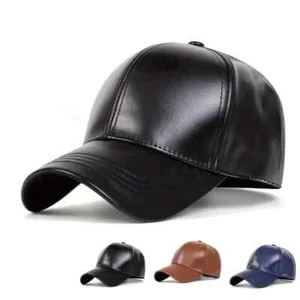 Leather Baseball Cap Hat, Adjustable Faux Leather, Vegan, Unisex for Men & Women - Picture 1 of 13