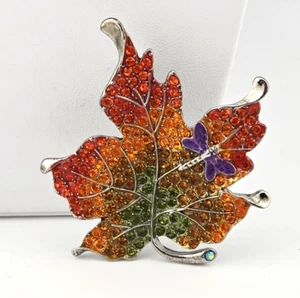 Kirks Folly Falling For You Dragonfly Leaf Pin Pendant silvertone #152 - Picture 1 of 5