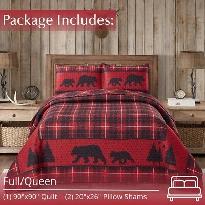 Virah Bella - Cabin Life (Red) - Lightweight Reversible Quilt Set - Image 1 of 4