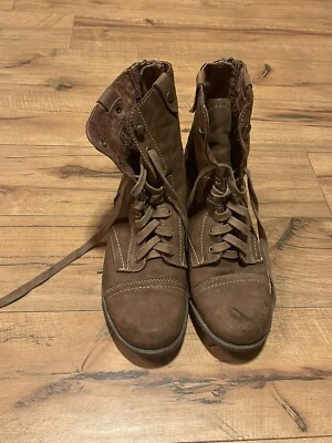 Cobb Hill  Boots Brown Leather Zip Back Lace Up Combat Women's Size 7.5 - Image 1 of 4