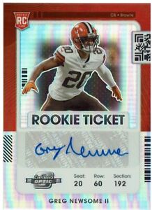 2021 Panini Contenders Optic GREG NEWSOME - ROOKIE TICKET AUTO - SILVER - BROWNS