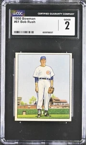 1950 Bowman #61 Bob Rush Chicago Cubs – Rookie Card – Low # Series - CGC 2 Good - Picture 1 of 2
