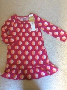 NWT Crazy 8 Girls Pink Polka Dot Long Sleeve Sleepwear Pajamas Nightgown XS 4 - Picture 1 of 3
