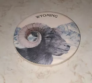Vintage Wyoming Ram Travel Souvenir Fridge Ceramic Magnet - Picture 1 of 7