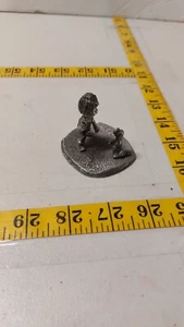 1977 Boy and Dog Playing With Ball Pewter Figure - Picture 1 of 5