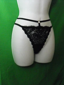 NEW HANKY PANKY 5H2956 AFTER MIDNIGHT BLACK STRAPPED LACE CHEEKY BIKINI PANTY M - Picture 1 of 2