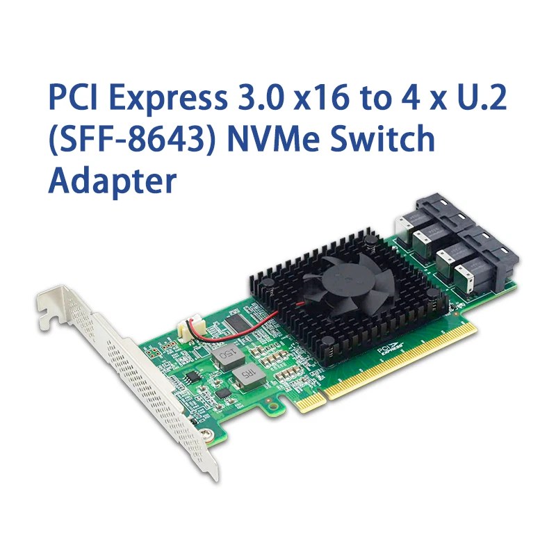 PCIe3.0 x16 to 4 x U.2   NVMe SSD switch Adapter with PLX8747 controller - Image 1 of 4