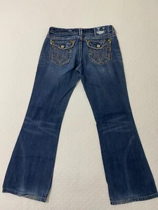 MER Denim Jeans Damen Bootcut Gr. W28/34 bestickt Tasche Distressed blau #2589 - Bild 1 von 15