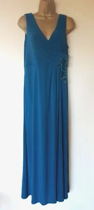 Abito da sera Kaliko taglia 12 nuovo senza etichette! Pavone blu paillettes elasticizzato ballo matrimonio - Foto 1 di 12