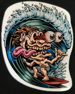 SURFING RAT FINK STICKER ”SURF WAVE DUDE” 3“ X 4” TOTALLY COOL SURF'S UP COWABUNGA!