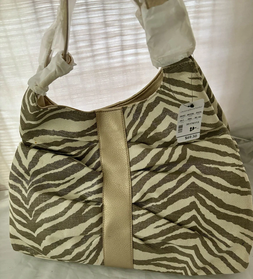 Bolso Cartera Christopher & Banks Sobre el Hombro Cebra Rayas Dorado Precio de venta sugerido por el fabricante: 69,50 USD Foto 1 de 4