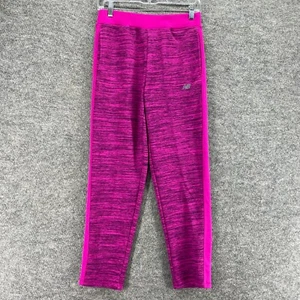 New Balance Activewear Leggings Women 14 Pink Striped High Rise Capri Pull On - Picture 1 of 9