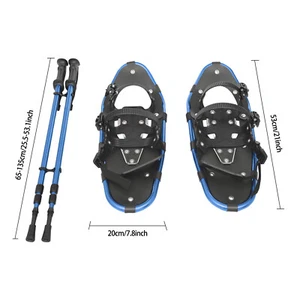 21 Zoll Schneeschuhe mit 3-teiligen verstellbaren Trekkingstöcken für 35-40EUR Schuhgröße - Bild 1 von 10