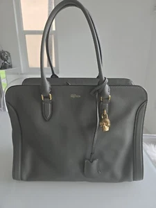 Alexander McQueen Large Skull Padlock GREY Leather Satchel - Picture 1 of 13