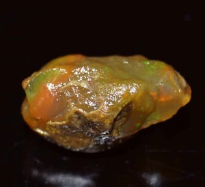 Piedra preciosa suelta áspera fuego ópalo negro etíope natural certificado GIE 14,95 - Imagen 1 de 5