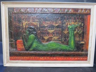 Trabalho Extraordinário Modernista Bizarro Nu em Bar Interior por Don 1972 - Imagem 1 de 4