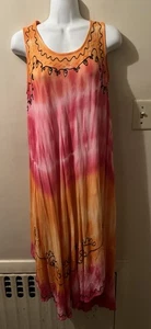 Women's S/M?? Tie-Dye Sleeveless Maxi Hobo Dress ~Beach Cover-Up ~ Lightweight - Picture 1 of 4
