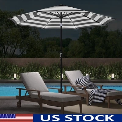 Paraguas de patio LED solar de 9 pies inclinable ajustable para exteriores con ventilación nuevo Foto 1 de 4