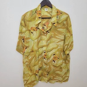 Vintage Womens Blouse Shirt Top Size 20 Yellow Floral 80s Retro Boho Smart Work - Picture 1 of 5