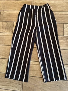 New P Luca Milano Pants Small Black Gray Stripe Pull On Trousers - Picture 1 of 4