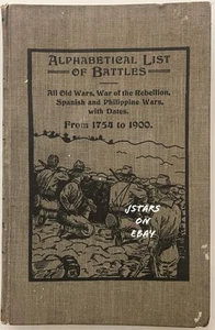 1902 ALPHABETICAL LIST OF BATTLES INDIAN WARS REVOLUTION CIVIL WAR BOOK STRAIT - Picture 1 of 11