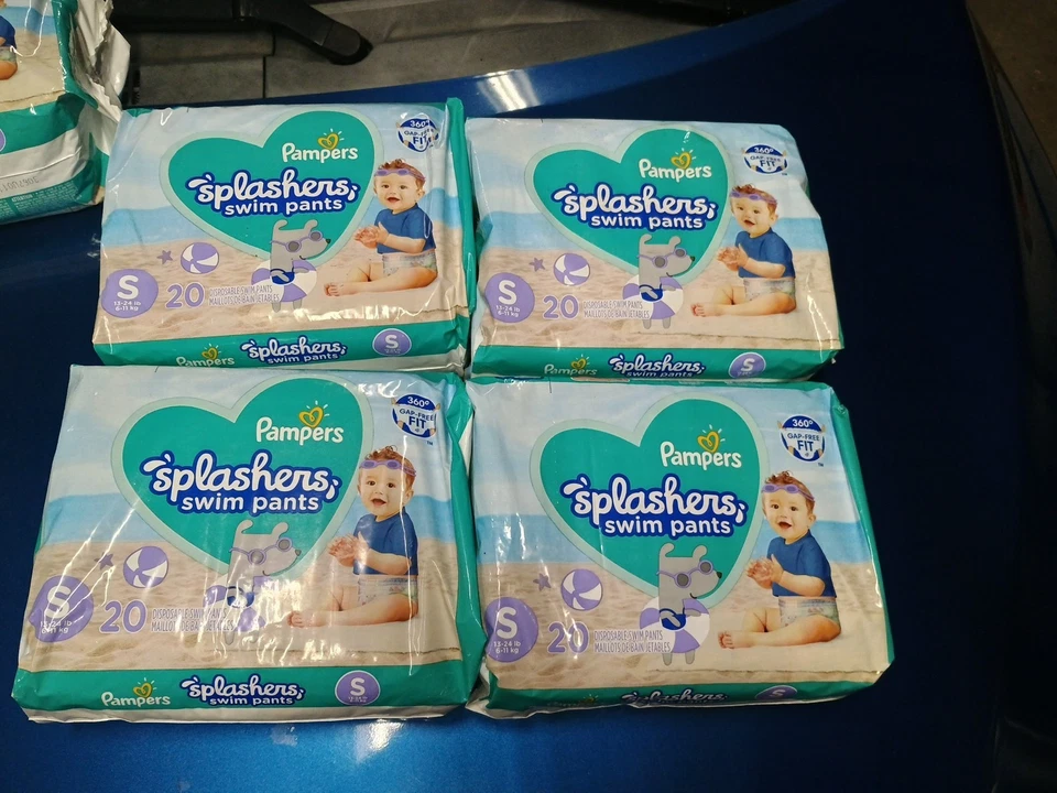 4-Packs Pampers Splashers Swim Diapers Sz Small 13-24 Pounds. Sealed - Image 1 of 3