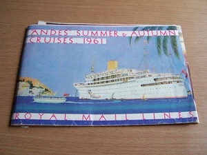 Kreuzfahrtschiff Anden Royal Mail Lines 1962 Faltprospekt Preise Fahrpläne - Bild 1 von 13