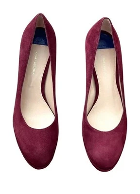 Stuart Weitzman Women's 5.5 Platform Suede Burgundy Stilettos Heel Pumps Shoes - Image 1 of 4