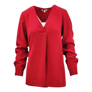 Jaeger Bluse rot Langarm V-Ausschnitt - Bild 1 von 5