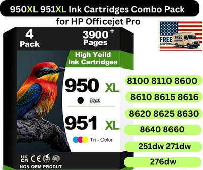 950XL 951XL Ink Combo Pack for HP OfficeJet Pro 8600 8610 8620 8630 Printers - Image 1 of 4