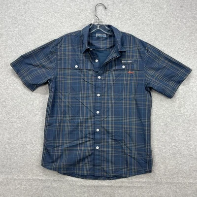 Salt Life SLX Shirt Mens Medium Blue Plaid Short Sleeve Fishing Angler Guide - Image 1 of 4
