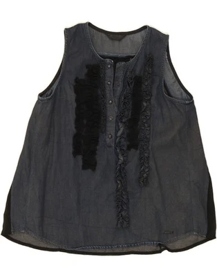 Blusa Top DIESEL Mujer De Gran Tamaño Denim UK 6 XS Azul Algodón AP05 Foto 1 de 4