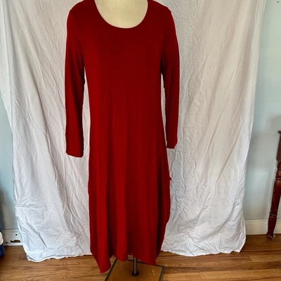 Bryn Walker Size M Cranberry Red Rayon Stretch Jersey Long Dress - Image 1 of 4