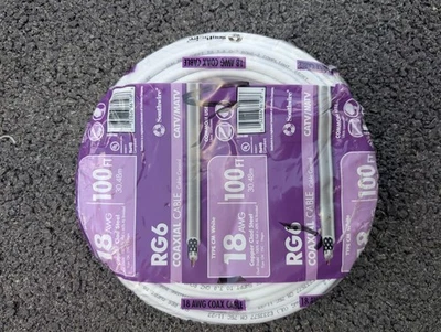 Cable coaxial Southwire 18 AWG RG6 100 pies 18 bobinas cable coaxial Foto 1 de 4