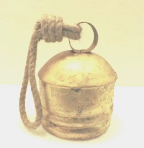 Rustic Metal Bell Gold & Rope Decor New 4 1/2x3 inch - Picture 1 of 4
