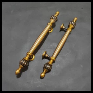 Pair of Vintage Main Entry Door Pull Handle D29 Antique Solid Brass Home Decor - Foto 1 di 2