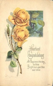 Herzlichste Glückwünsche gelbe Rosen RPO gestempelte Postkarte - Bild 1 von 3